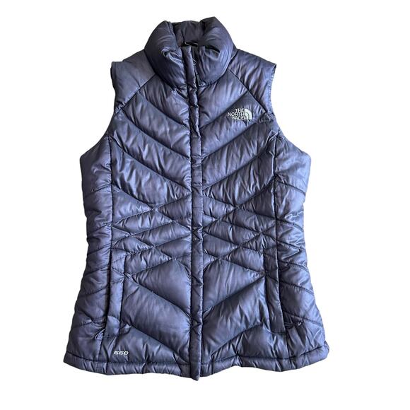 North Face 550 Puffer Vest Goose Down Metallic Purple Women's Small Nylon Zip - Picture 1 of 11